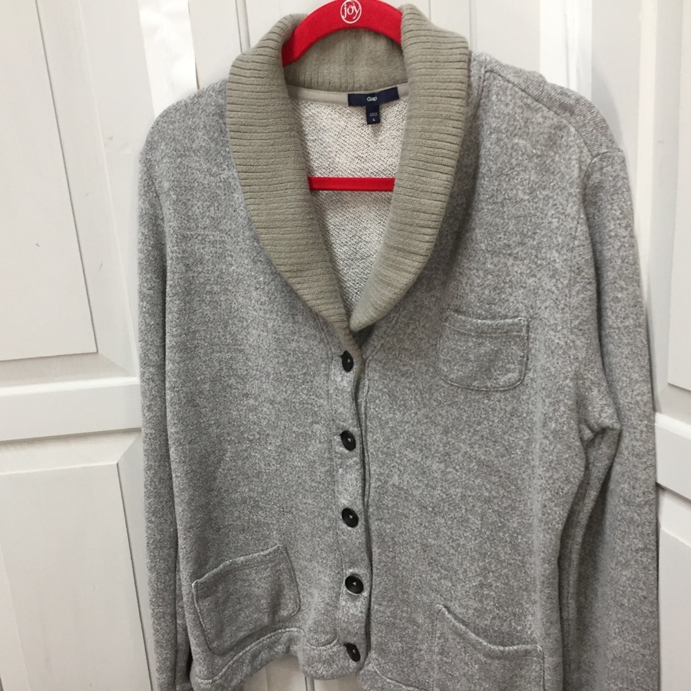 Gap Gray Button Down Knit Jacket - image 8